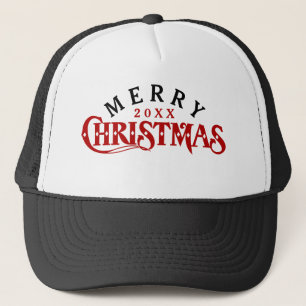 Dunkelrotes elegantes Weihnachtstext-Design Truckerkappe