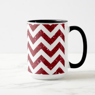 Dunkelrotes Glitter Chevron Muster Tasse