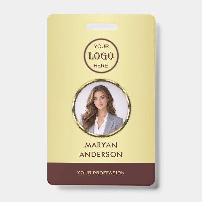 Dunkelrotes Golddesign, Logo oder Foto im goldenen Ausweis (Vorderseite)