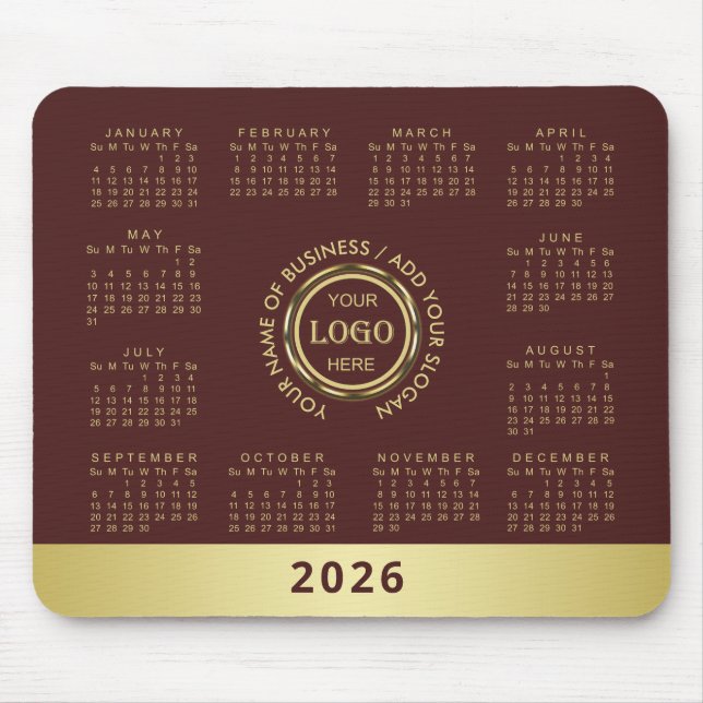Dunkelrotes Golddesign, Logo oder Foto im goldenen Mousepad (Vorne)