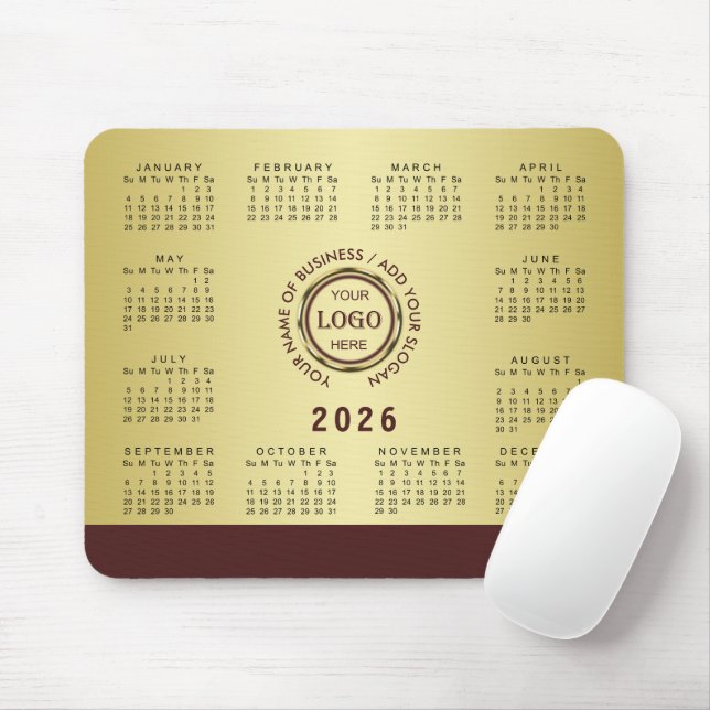 Dunkelrotes Golddesign, Logo oder Foto im goldenen Mousepad (Mit Mouse)