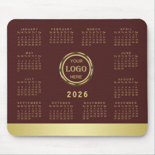 Dunkelrotes Golddesign, Logo oder Foto im goldenen Mousepad