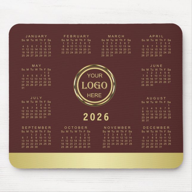 Dunkelrotes Golddesign, Logo oder Foto im goldenen Mousepad (Vorne)