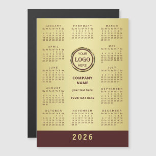 Dunkelrotes Golddesign, Logo- oder Fotokalender, Magnetkarte