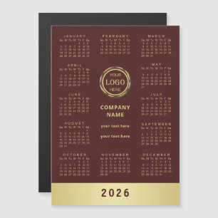Dunkelrotes Golddesign, Logo- oder Fotokalender, Magnetkarte