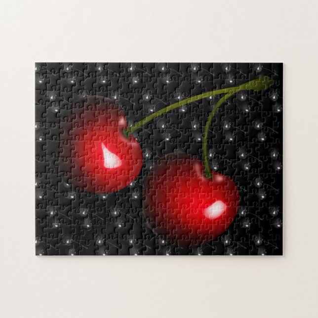 Dunkelrotes Kirsch-Puzzle - Süß Puzzle (Horizontal)