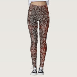 Dunkelrotes Paisley Leggings
