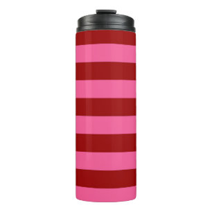 Dunkelrotes Rosa Streifendesign Thermosbecher