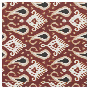 Dunkelrotes Stammes- Muster Taupe-Browns Ikat Stoff