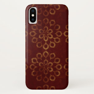 Dunkelrotes und GoldBlumen-Muster Case-Mate iPhone Hülle