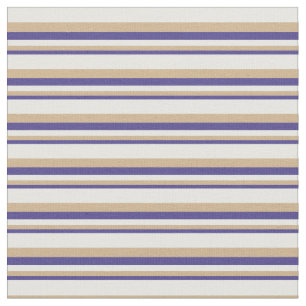 Dunkelschiefer Blau, Tan und Weiß farbige Linien Stoff