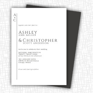 Dunkelschiefer-Monogramm-Hochzeit Einladung
