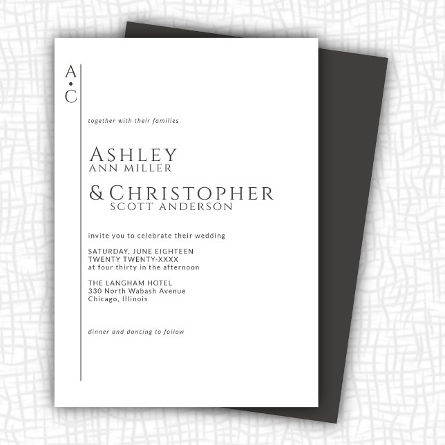 Dunkelschiefer-Monogramm-Hochzeit Einladung (Von Creator hochgeladen)