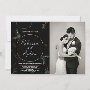 Dunkelschwarze Hochzeitseinladungen mit Foto Einladung