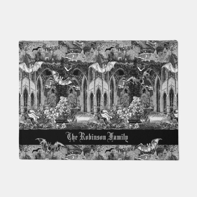 Dunkelste gotische Vampires Krypt Graves Bats Goth Fußmatte (Vorderseite)