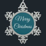 Dunkeltürkis und Weiß: Schneeflocken Zinn-Ornament<br><div class="desc">Dieser Schmuck wird gut auf deinem Weihnachtsbaum aussehen. Der elegante Schriftart ist optisch ansprechend. Das ist vielleicht nicht Ihre Tasse Tee. Das ist in Ordnung. Sie können alle möglichen Änderungen vornehmen,  einschließlich Hintergrund und Nachricht. Originalwerk; © Sharon Lee Hudson. Alle Rechte vorbehalten.</div>