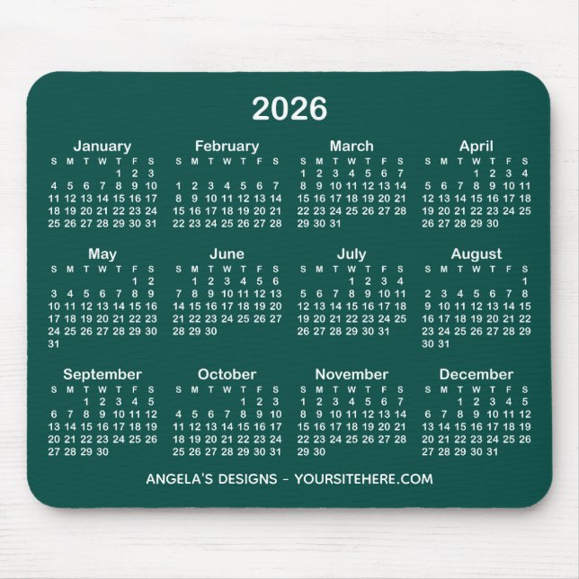Dunkeltürkis und Weißkalender - Werbung Mousepad (Vorne)