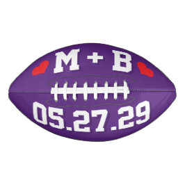 DUNKELVIOLET WEISS & ROTE HERZEN Hochzeitsdatum Football