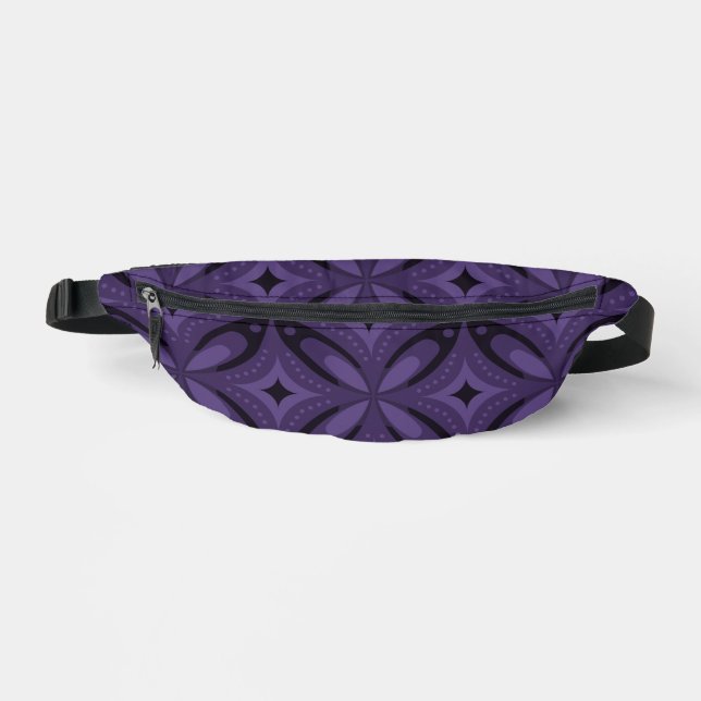 Dunkelviolett gefärbtes Retro-Muster Bauchtasche (Vorderseite)