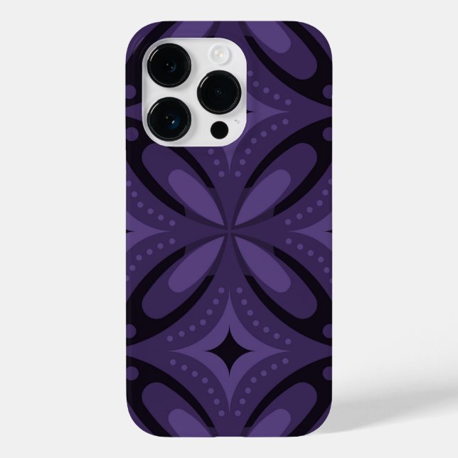 Dunkelviolett gefärbtes Retro-Muster Case-Mate iPhone Hülle (Rückseite)