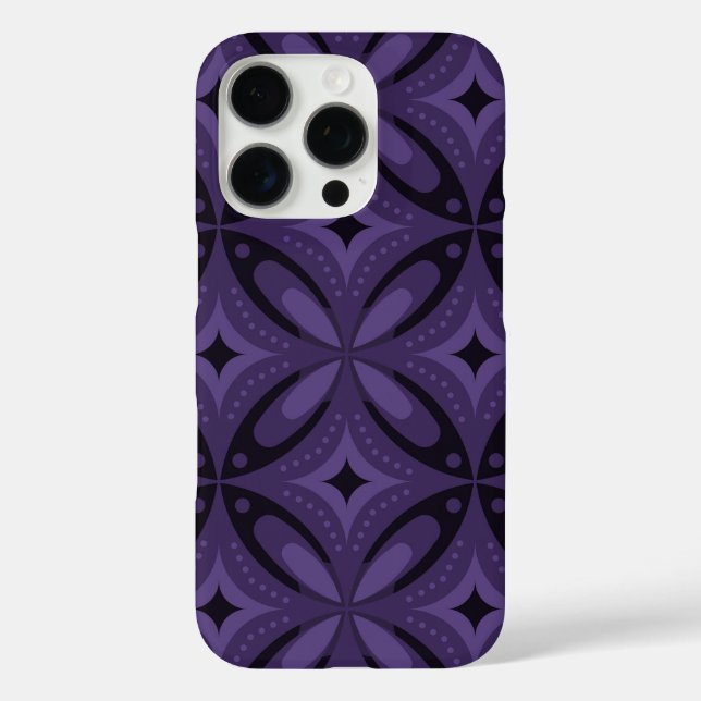 Dunkelviolett gefärbtes Retro-Muster Case-Mate iPhone Hülle (Rückseite)