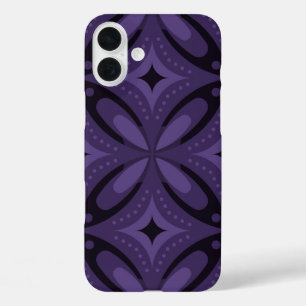 Dunkelviolett gefärbtes Retro-Muster iPhone 16 Plus Hülle
