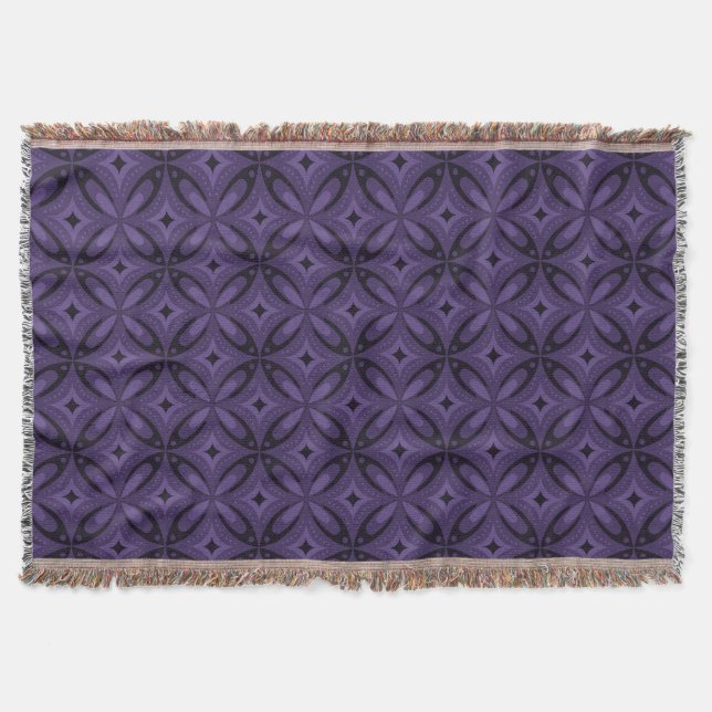 Dunkelviolett gefärbtes Retro-Muster Decke (Vorderseite)
