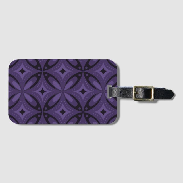 Dunkelviolett gefärbtes Retro-Muster Gepäckanhänger (Vorderseite (Horizontal))