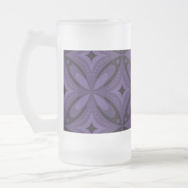Dunkelviolett gefärbtes Retro-Muster Mattglas Bierglas (Links)