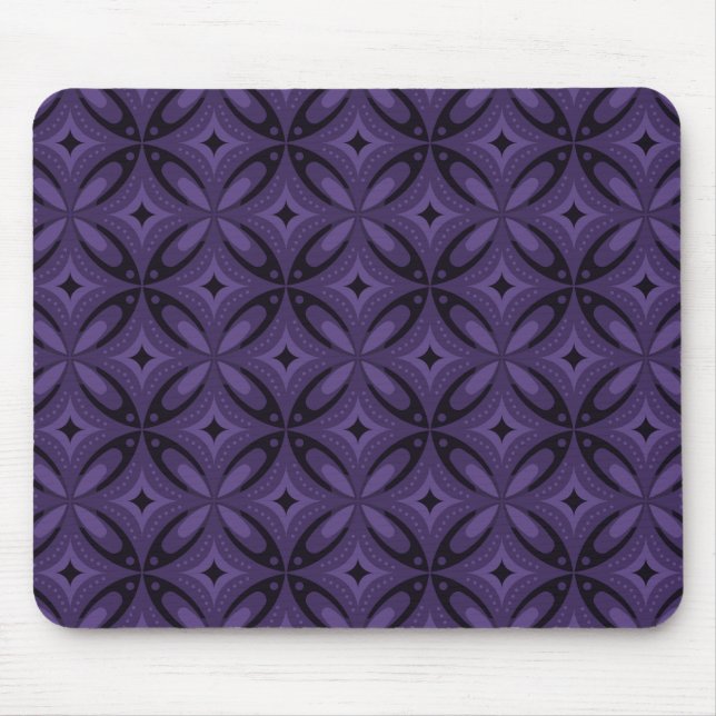 Dunkelviolett gefärbtes Retro-Muster Mousepad (Vorne)