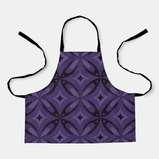 Dunkelviolett gefärbtes Retro-Muster Schürze (Vorderseite)