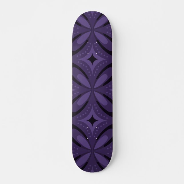 Dunkelviolett gefärbtes Retro-Muster Skateboard (Vorne)