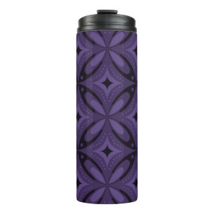 Dunkelviolett gefärbtes Retro-Muster Thermosbecher