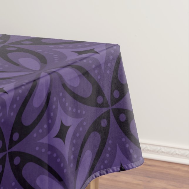 Dunkelviolett gefärbtes Retro-Muster Tischdecke (Beispiel)