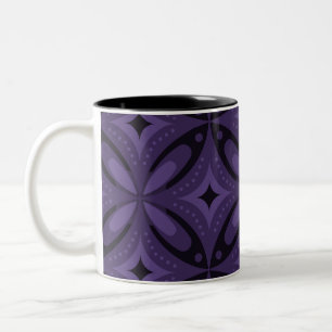 Dunkelviolett gefärbtes Retro-Muster Zweifarbige Tasse