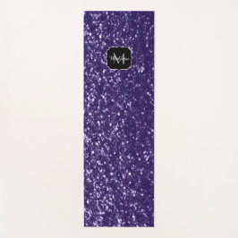 Dunkelviolett, lila Glitzer Glitzern Monogram Yogamatte