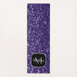 Dunkelviolett, lila Glitzer Glitzern Monogram Yogamatte
