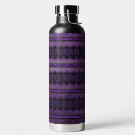 DUNKELVIOLETT MIT SCHWARZEN HALLOWEEN-SPITZENMUSTE TRINKFLASCHE