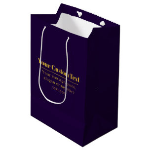 Dunkelviolett und Gold Firmenname oder Begrüßung Mittlere Geschenktüte