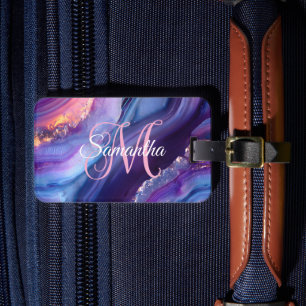 Dunkelviolettblau und rosa Achat Gepäckanhänger
