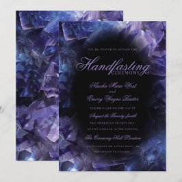 Dunkelviolette Boho-Hexen-Kristalle Schwarze Handf Einladung