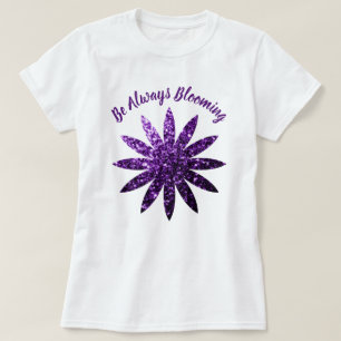 Dunkelviolette funkelnde Blume Immer blühendes Zit T-Shirt