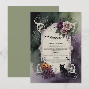 Dunkelviolette gotische Rosen Halloween Hochzeitse Einladung