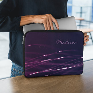 Dunkelviolette Laptop-Hülle mit individuellem Name Laptopschutzhülle
