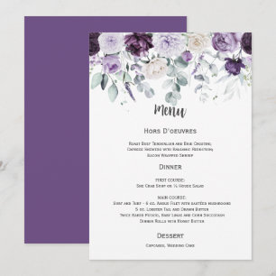Dunkelviolette, Lavendel, Weiße Hochzeitskarte Einladung