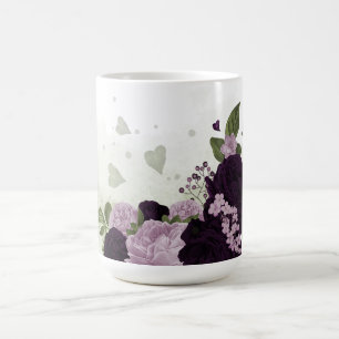 dunkelviolette und helle Blumen Kaffeetasse