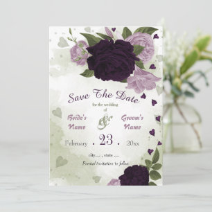 dunkelviolette und hellviolette Blätter botanisch Save The Date