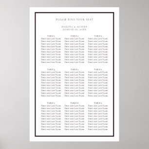 Dunkelviolette und Weiße einfache Hochzeit Sitzord Poster