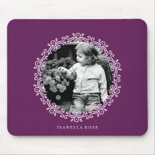 Dunkelvioletter Bilderrahmen mit fantasievollen Sc Mousepad