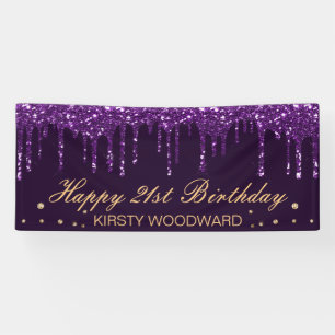 Dunkelvioletter tropfender Glitter-Geburtstag Banner